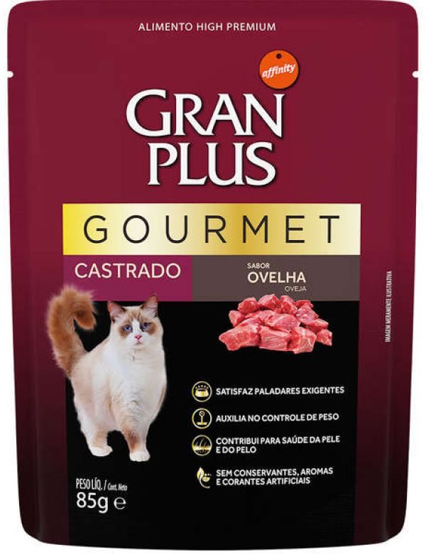 Ração Úmida Affinity GranPlus Gourmet Sachê Ovelha para Gatos Castrados